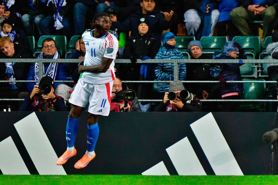Moise Kean dopo la rete in casa dell'Estonia