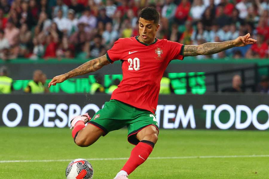 Portugal's Joao Cancelo shoots at goal 