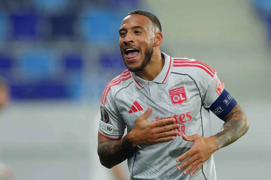 Corentin Tolisso celebrates scoring for Lyon against Maccabi Tel Aviv