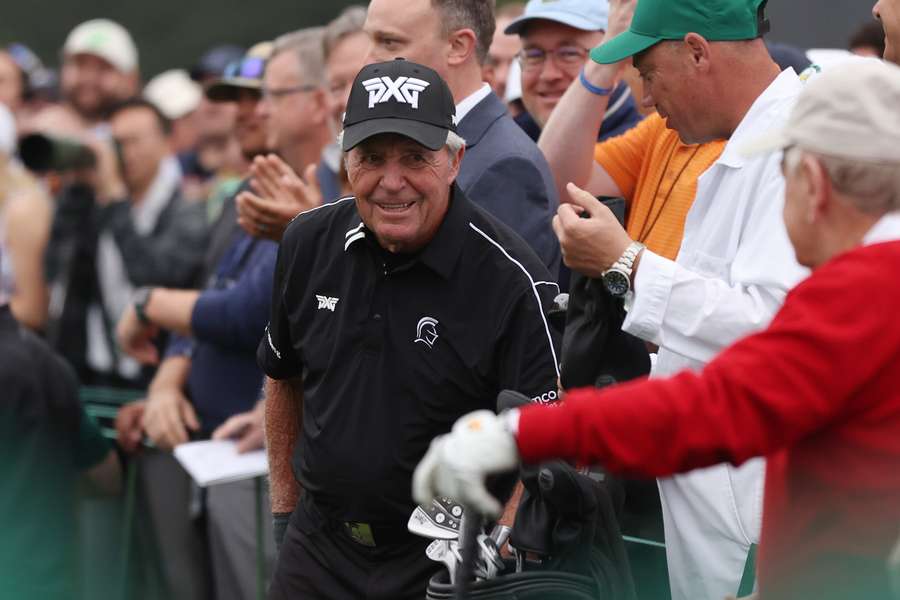 Gary Player prepares to take his first shot