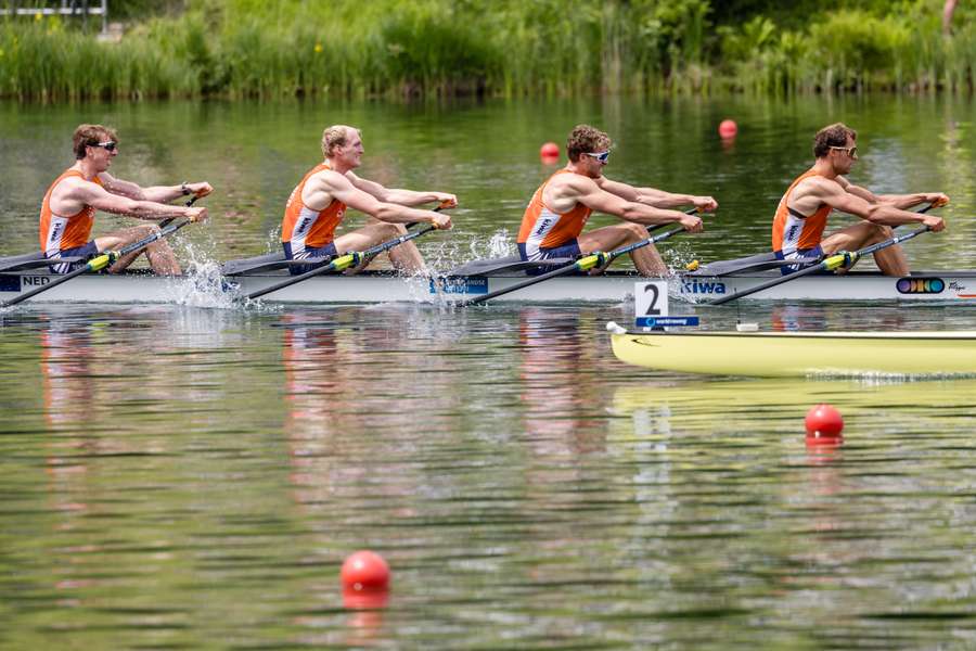 Lennart van Lierop, Finn Florijn, Tone Wieten en Koen Metsemakers op de Rotseeregatta in Luzern, eerder dit jaar