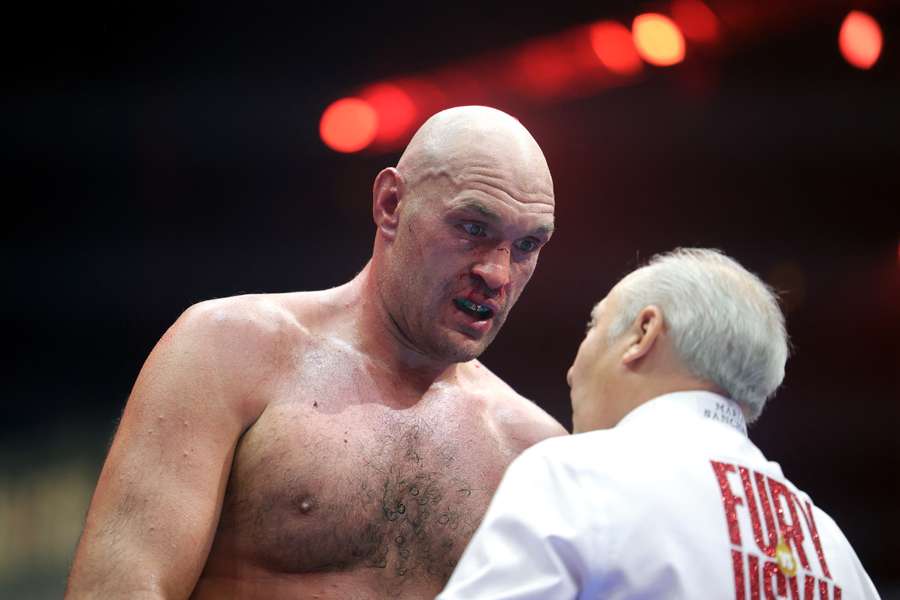 Tyson Fury tijdens zijn gevecht tegen Oleksandr Usyk