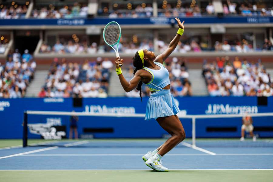 Coco Gauff in action at the US Open