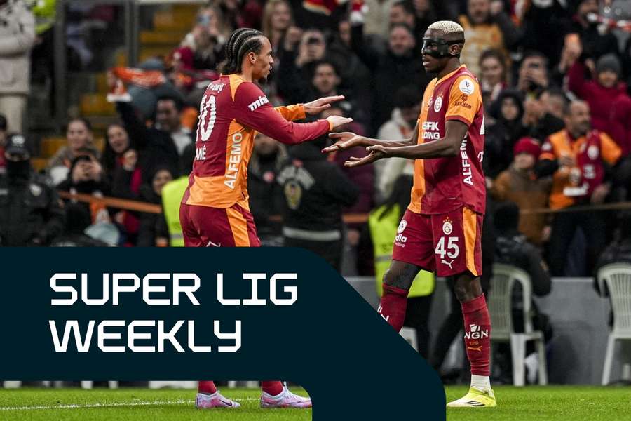 Leroy Sane and Victor Osimhen celebrate together during Galatasaray's win