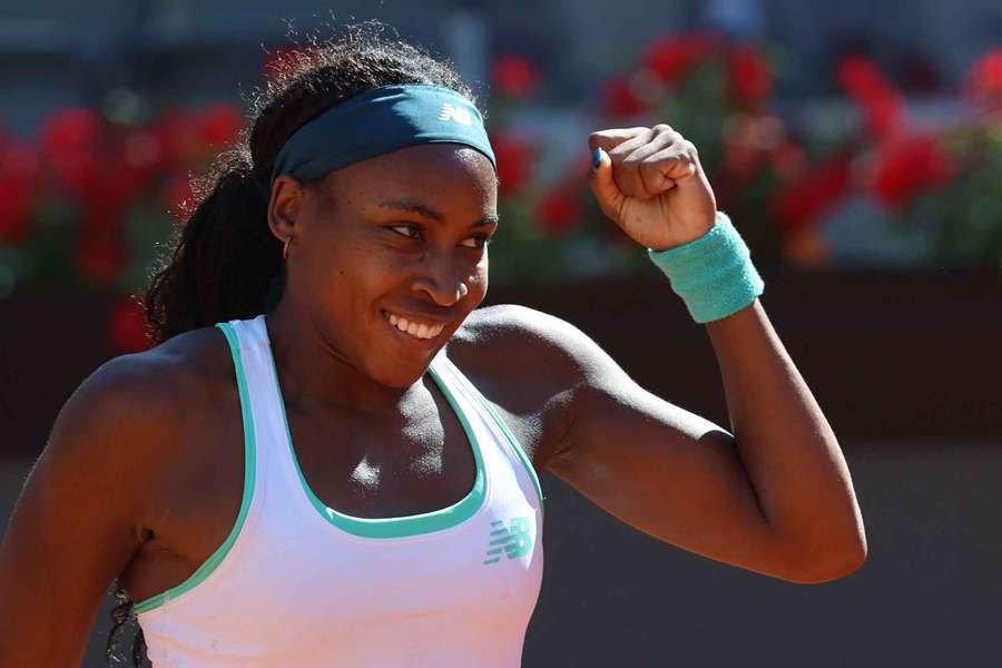 Coco Gauff celebrates winning her semi-final match against Sorana Cirstea Coco Gauff celebrates winning her semi-final match against Sorana Cirstea
