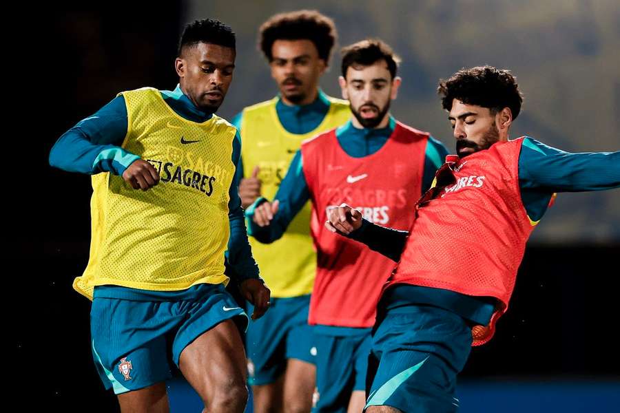 Nelson Semedo e Samu no treino de Portugal