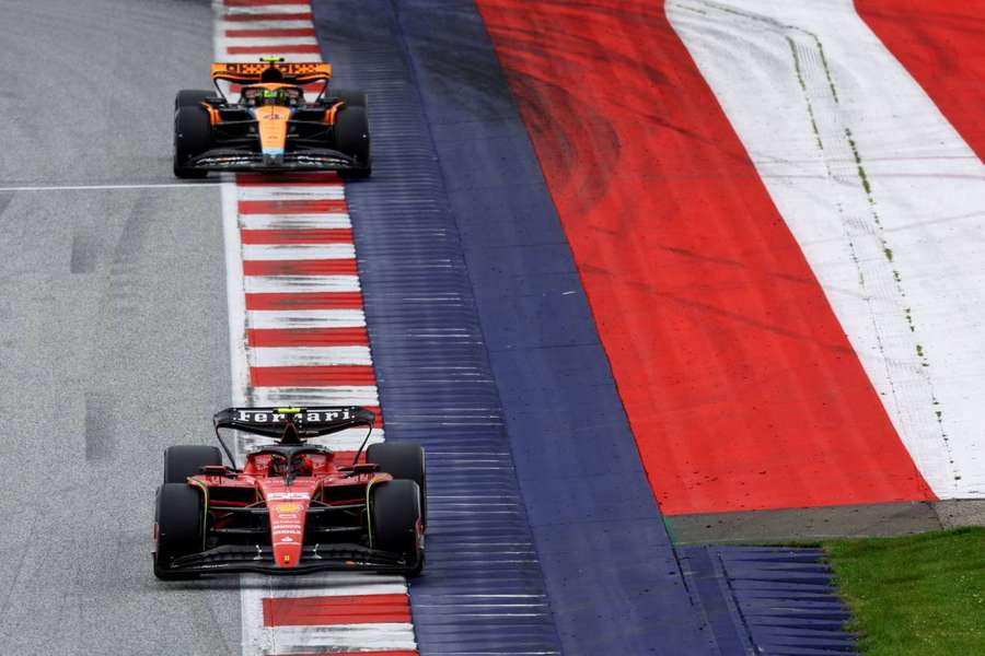 Carlos Sainz Jr. and McLaren's Lando Norris in action during the race