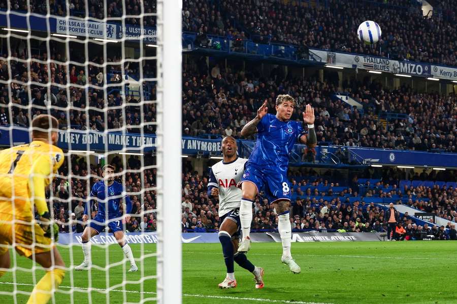 Chelsea's Enzo Fernandez scoring against Tottenham Chelsea's Enzo Fernandez scoring against Tottenham