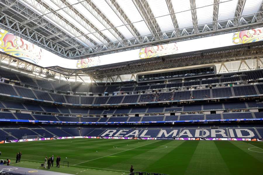 An overall view of the Santiago Bernabeu Stadium in Madrid