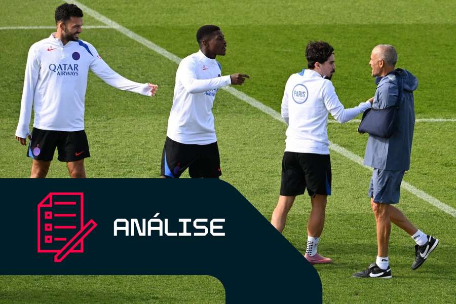 Gonçalo Ramos, Nuno Mendes e Vitinha com Luís Enrique