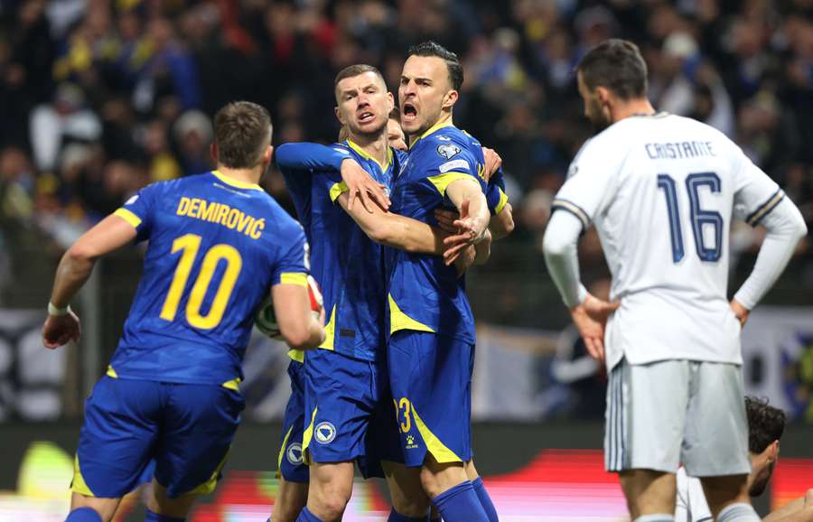 Bosnia celebrate their equaliser