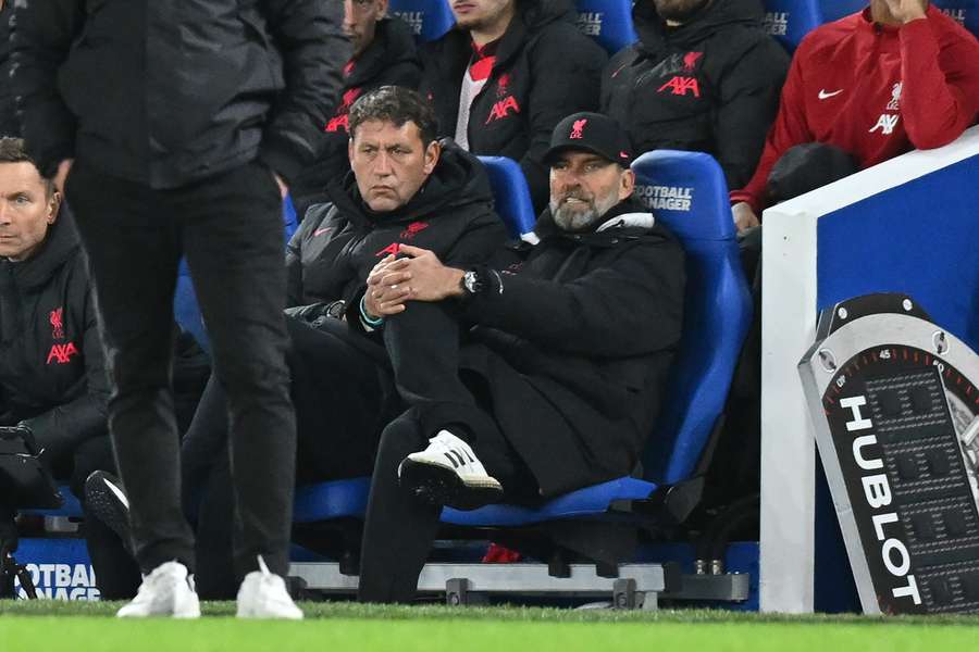 Klopp watches on during Liverpool's loss to Brighton