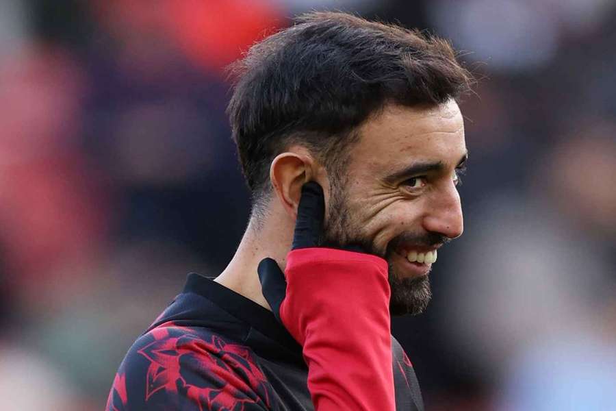 Manchester United's Bruno Fernandes during the warm up before the match Manchester United's Bruno Fernandes during the warm up before the match