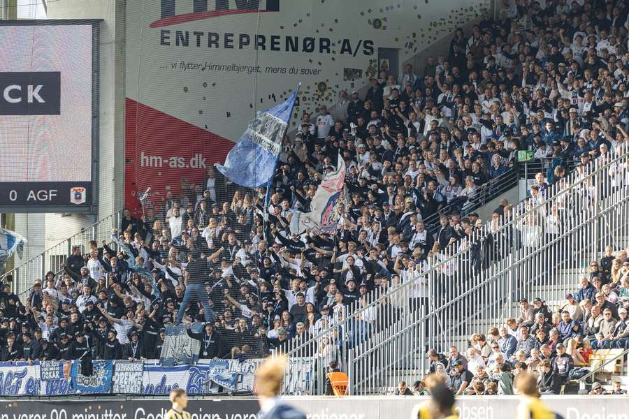 The Aarhus fans were in full force in the Parken Stadium The Aarhus fans were in full force in the Parken Stadium