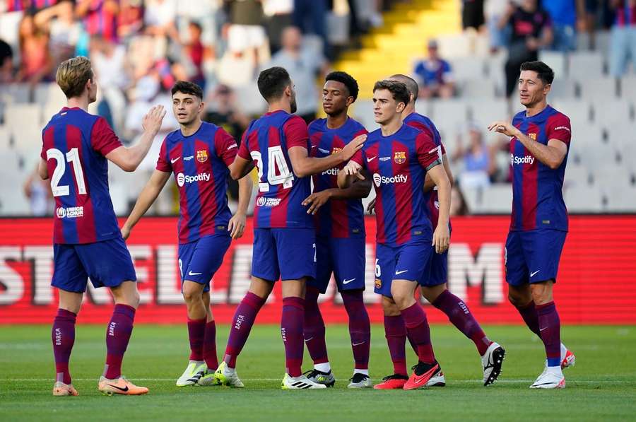 FC Barcelona in de actie de Trofee Joan Gamper Trofee