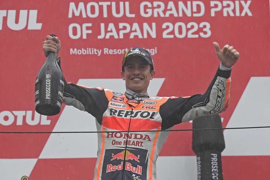 Marquez celebrates at the Japan MotoGP