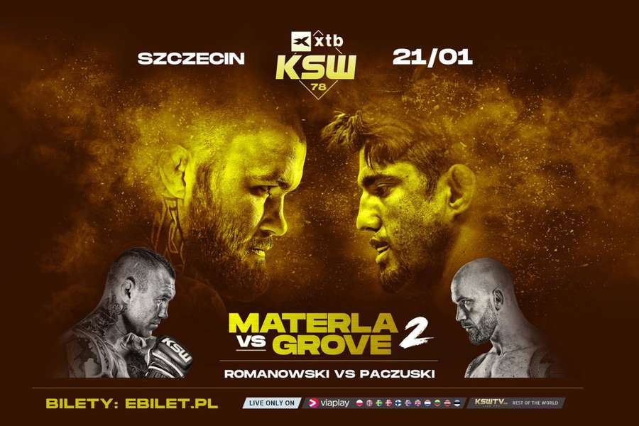 XTB KSW 78. Rewanż Materla – Grove. Mańkowski i Sudolski dołączają do karty walk