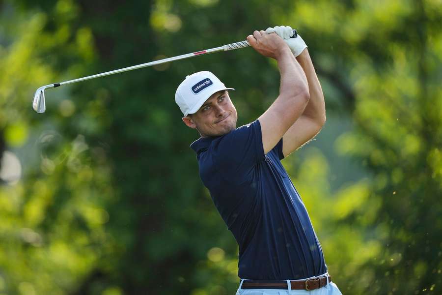 Ludvig Aberg in action on day one of the US Open