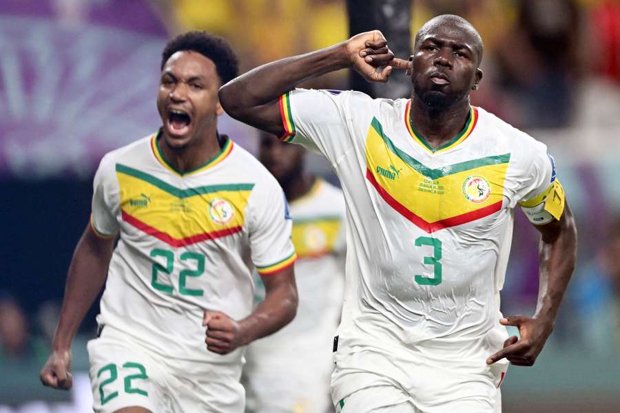 Koulibaly celebrates his winner against Senegal