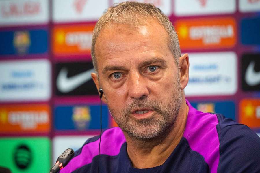 Hansi Flick, durante la rueda de prensa previa al partido del Valencia