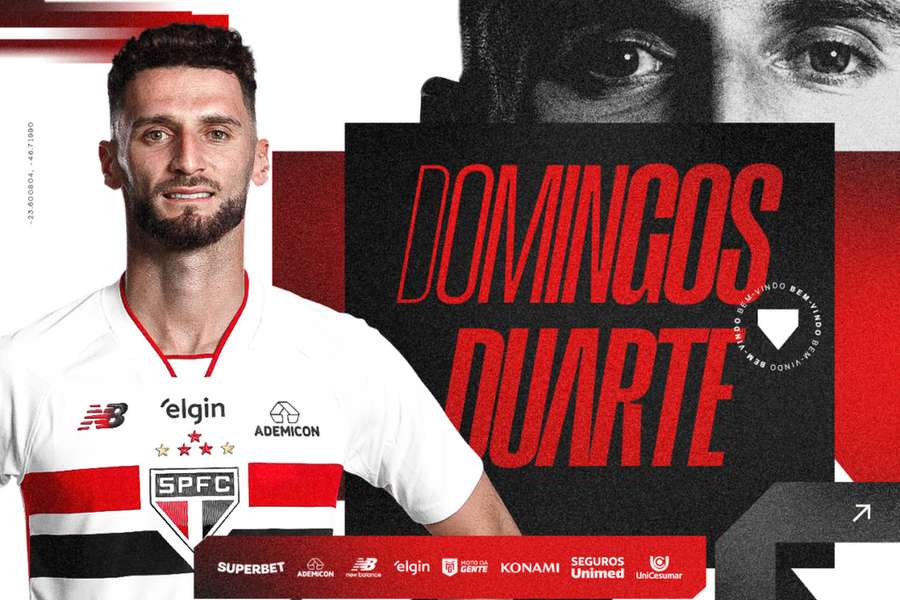 Domingos Duarte assinou pelo São Paulo Domingos Duarte assinou pelo São Paulo