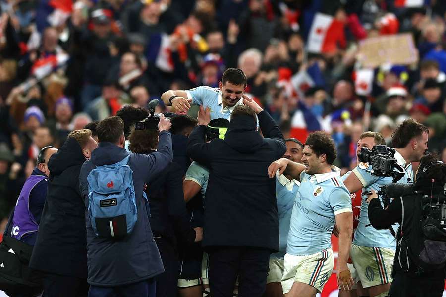 France celebrate their Six Nations win France celebrate their Six Nations win