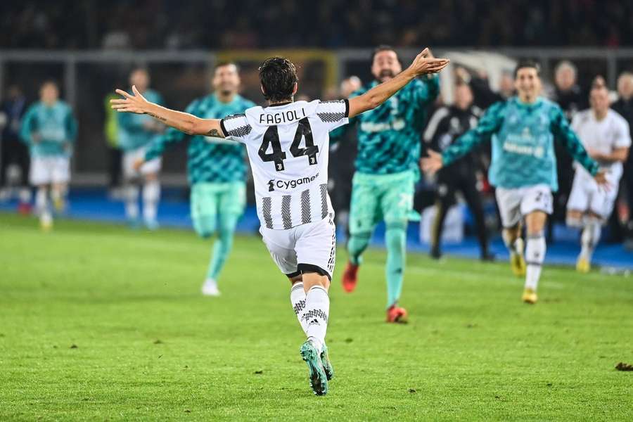 L'eultanza di Nicolò Fagioli dopo il suo gol vittoria contro il Lecce