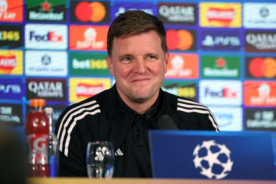 Newcastle boss Eddie Howe speaks to the media