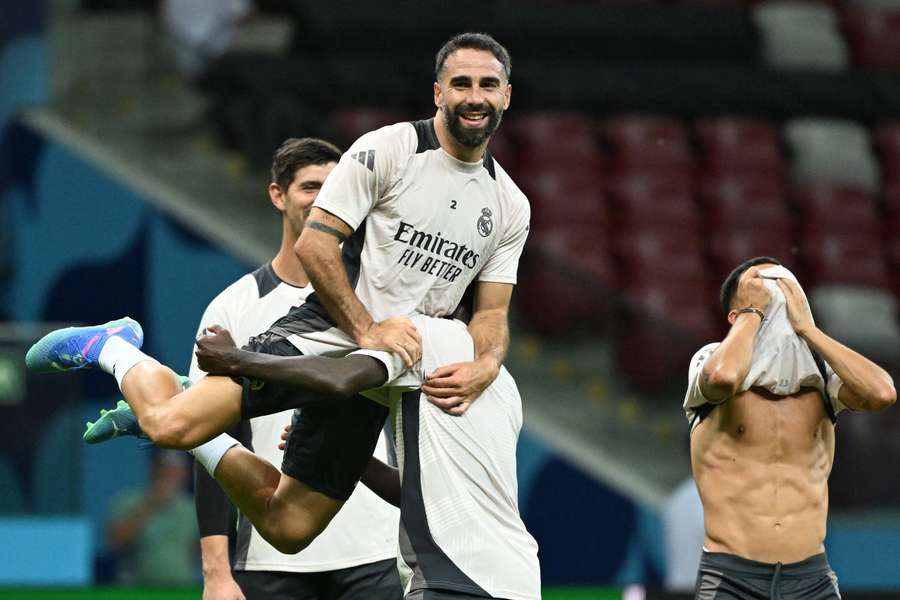 Dani Carvajal à l'entraînement à Varsovie