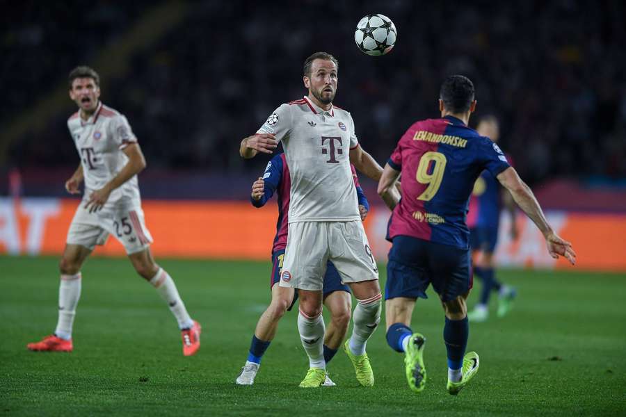 Bayern Munich's Harry Kane in action against Barcelona