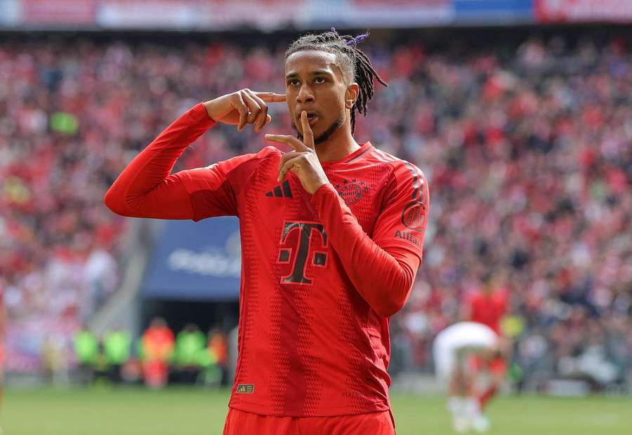 Bayern's Michael Olise celebrates after scoring against Mainz Bayern's Michael Olise celebrates after scoring against Mainz
