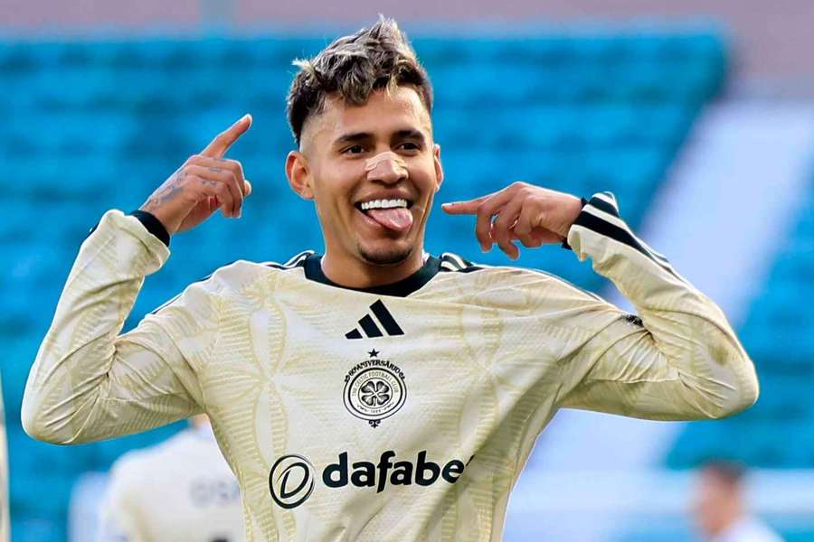 Celtic's Camilo Duran celebrates scoring his team's second goal against Hibernian