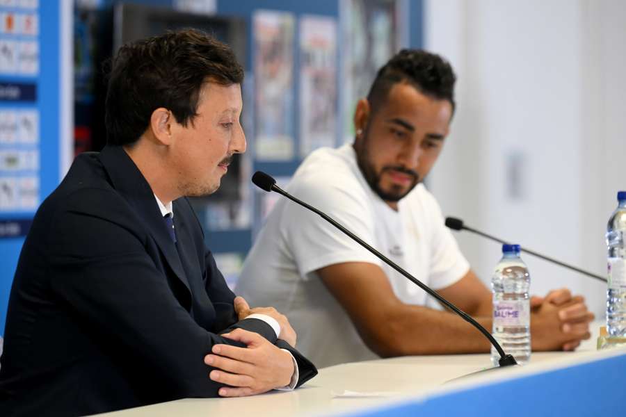 Marseille president Pablo Longoria attended the press conference alongside Dimitri Payet
