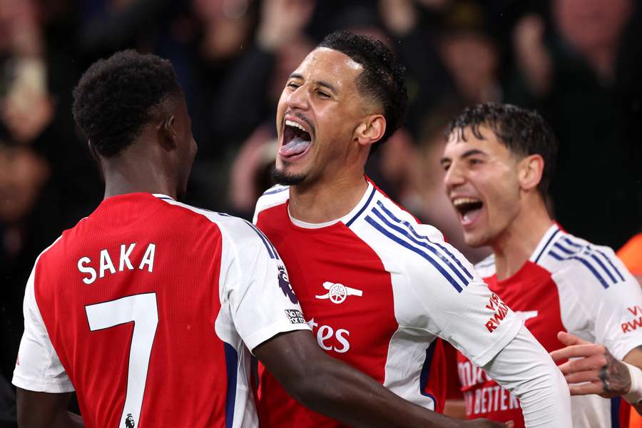 Saliba (centre) and Saka are two of Arsenal's key players