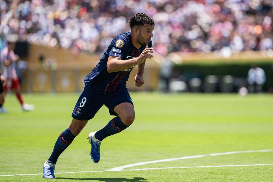 Goncalo Ramos in azione durante la sfida del PSG contro l’Atletico Madrid 