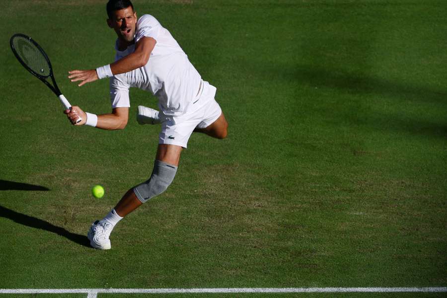 Novak Djokovic in action on Saturday