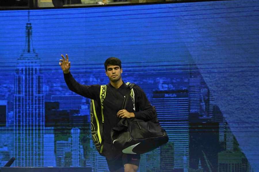 Carlos Alcaraz bij zijn opkomst in het Arthur Ashe Stadium