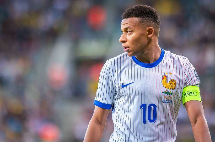 Kylian Mbappe in the jersey of the French national team Kylian Mbappe in the jersey of the French national team