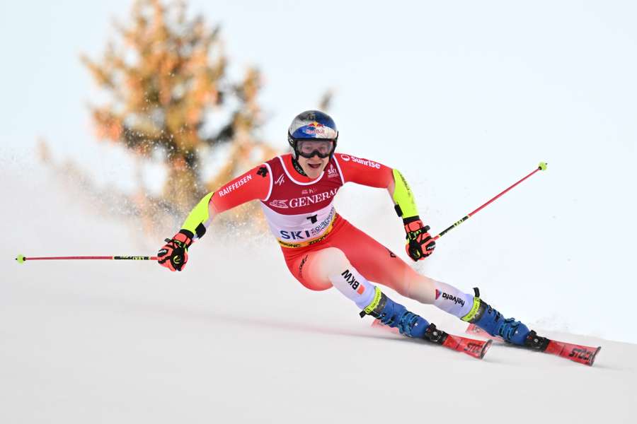 Odermatt competes in the first run of the Men's Giant Slalom