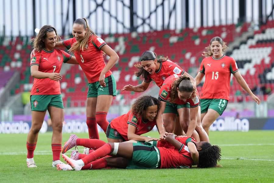 A festa das jogadoras de Portugal
