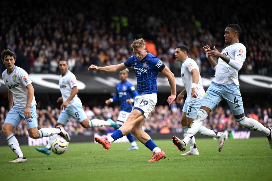 Liam Delap of Ipswich Town scores his team's second goal