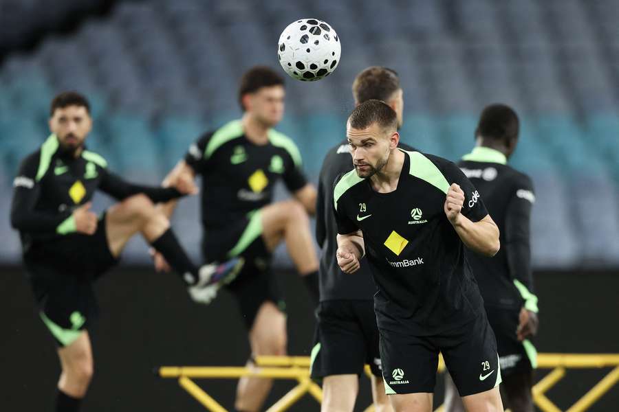 Ante Suto trains with the Socceroos in Sydney on Thursday night.