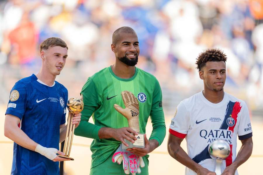 Club World Cup Golden Ball winner, Cole Palmer, Golden Glove winner, Robert Sanchez and FIFA Best Young Player Award winner, Desire Doue