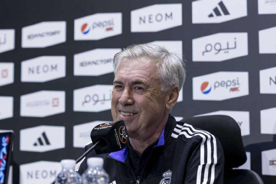 Carlo Ancelotti, durante la rueda de prensa en Riad