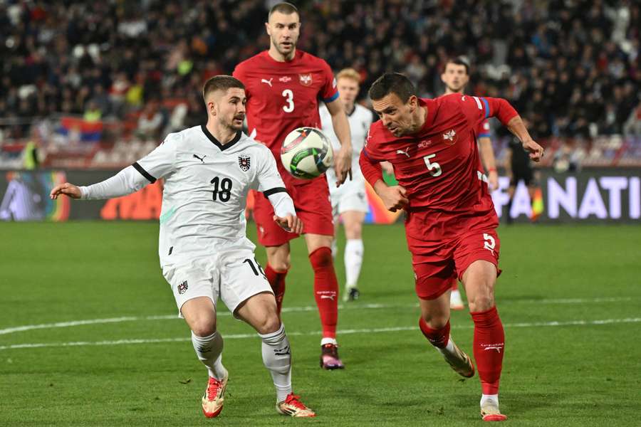 Nemanja Maksimovic, right, scored the first goal of the second leg for Serbia