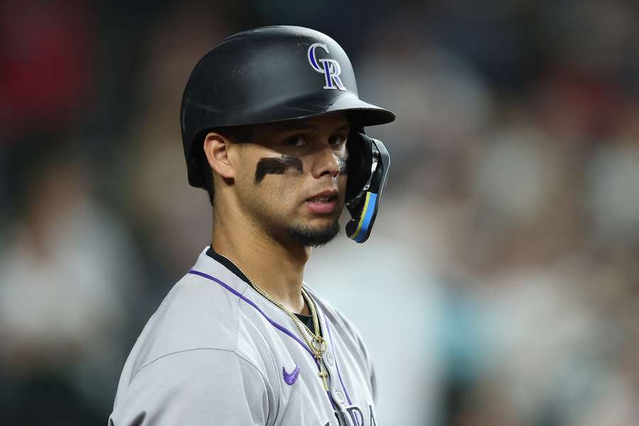 Colorado Rockies player Ezequiel Tovar looks on while in the on-deck circle (2025)