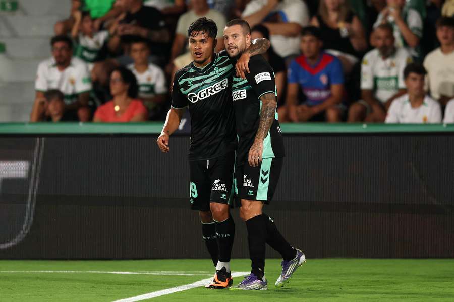 Betis celebrate their opener Betis celebrate their opener