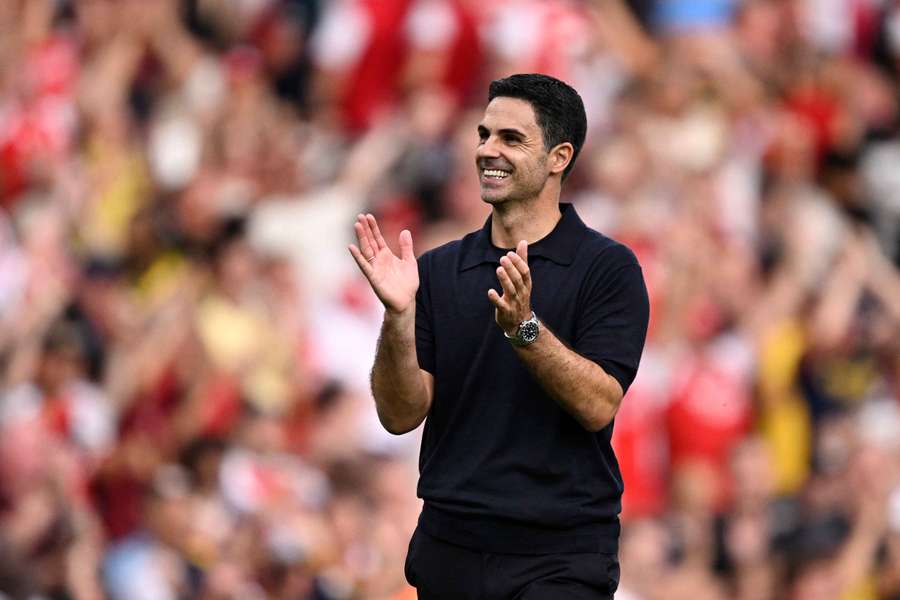 Mikel Arteta claps the Arsenal supporters after the win Mikel Arteta claps the Arsenal supporters after the win