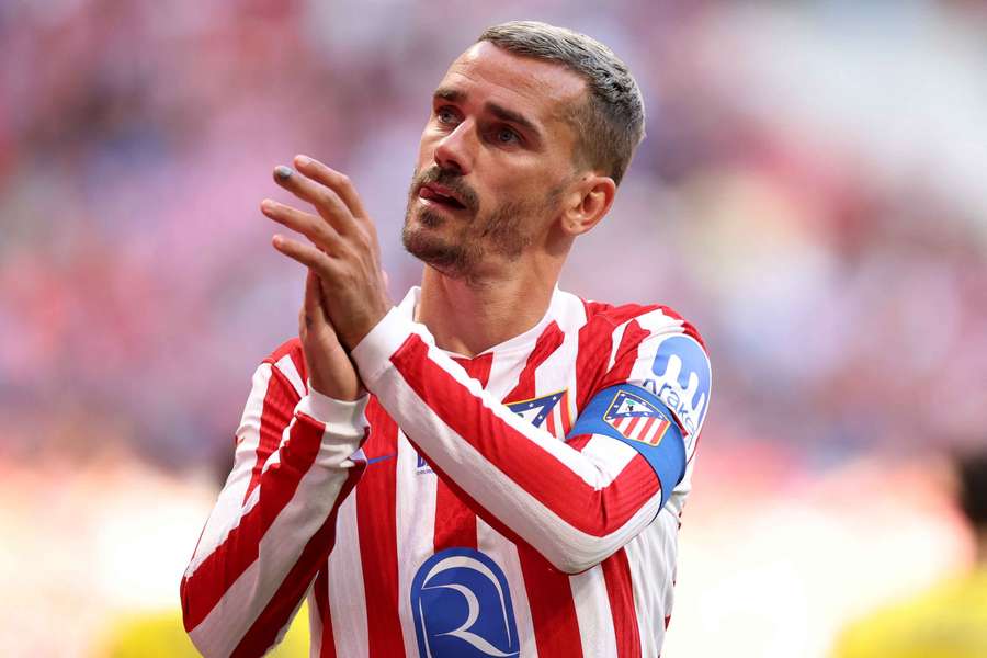 Atletico Madrid's Antoine Griezmann applauds fans during his last home match for the club