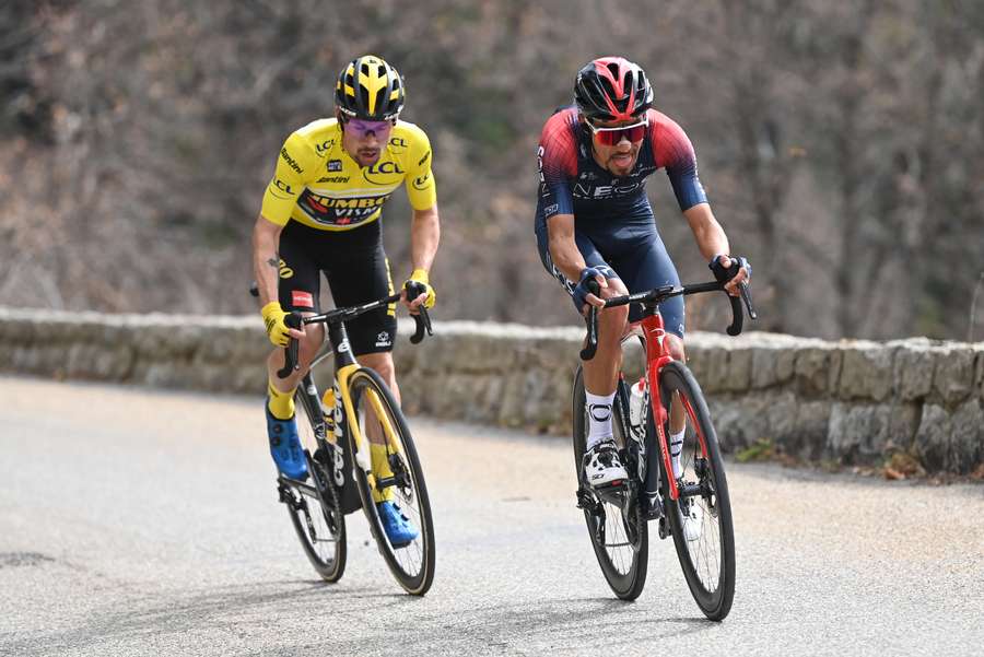 Det var kun Primož Roglič, i gult, der kunne følge og slå Daniel Felipe Martínez på Col de Turini under sidste års Paris-Nice. 
